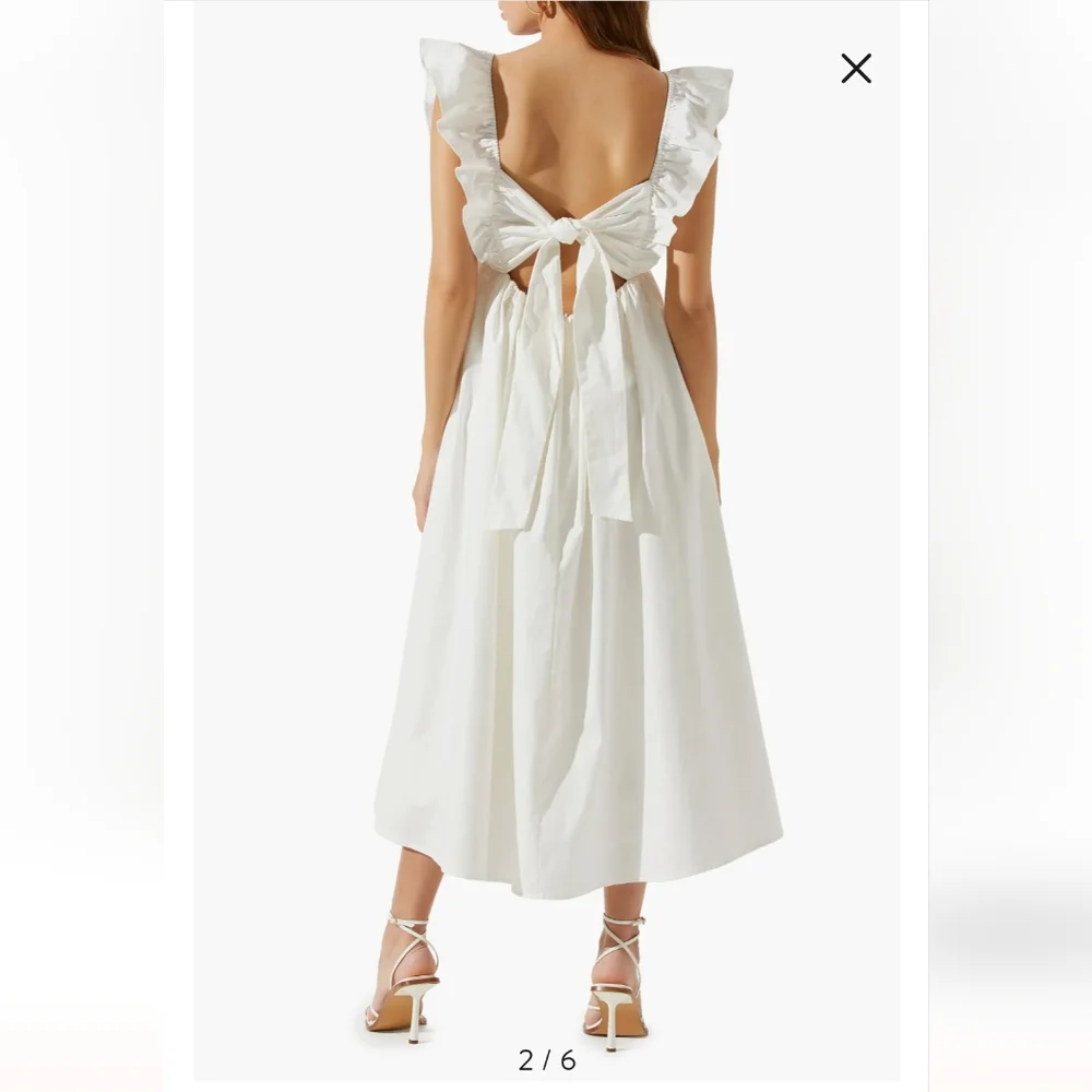 Astr White Ruffle-Shoulder Midi Dress - Picture 2 of 3